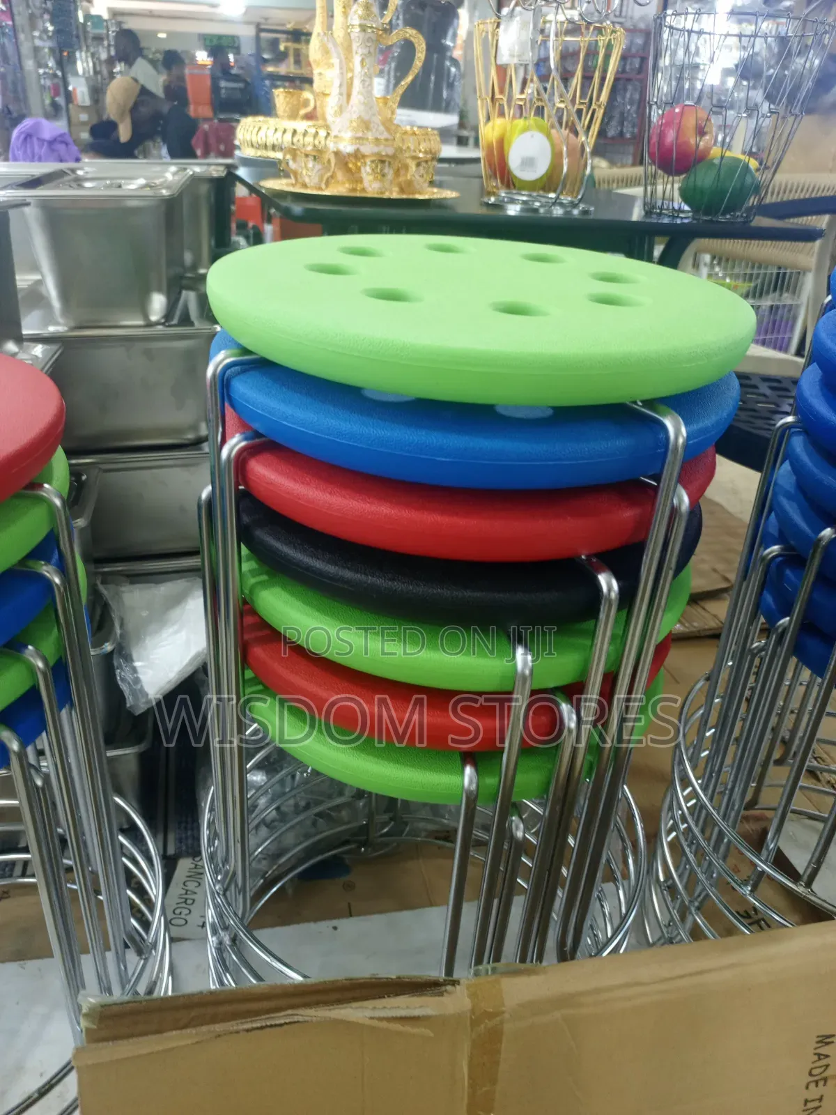 Plastic Round Stool Household With Stainless Steel.1Pc