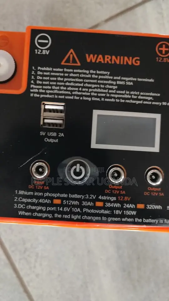 24Ah 12.8V LiFePO4 Solar Battery 307Wh With USB & Display