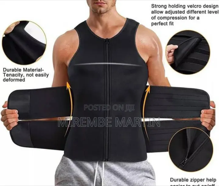 Men Zipper Waist Trainer Vest, Neoprene Body Shaper L