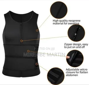 Men Zipper Waist Trainer Vest, Neoprene Body Shaper L