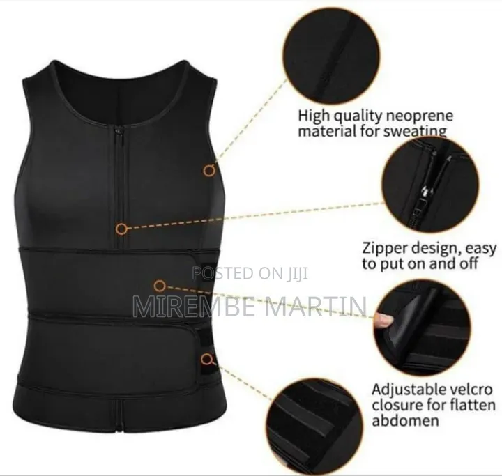 Men Zipper Waist Trainer Vest, Neoprene Body Shaper L