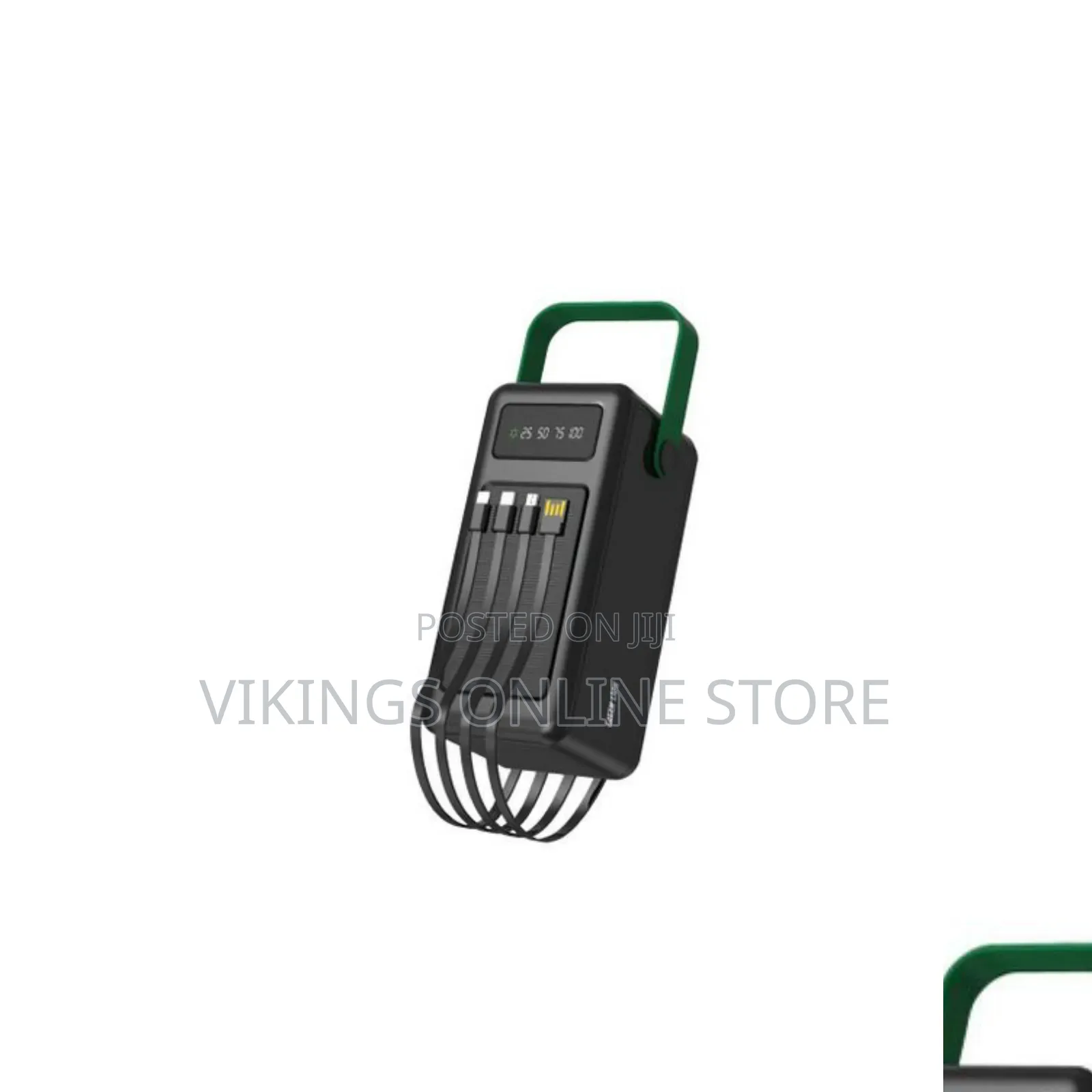Green Lion Solar Max Portable Power Bank, Built-in Charging Cables