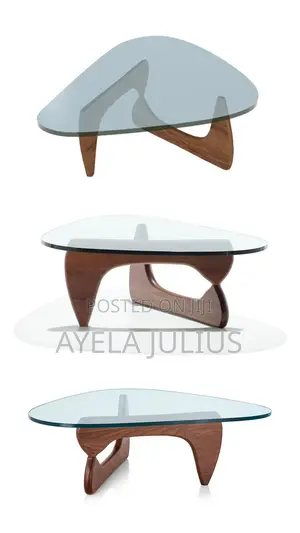 Elegant Glass Coffee Table With Mahogany Wood Base