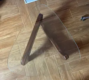Elegant Glass Coffee Table With Mahogany Wood Base