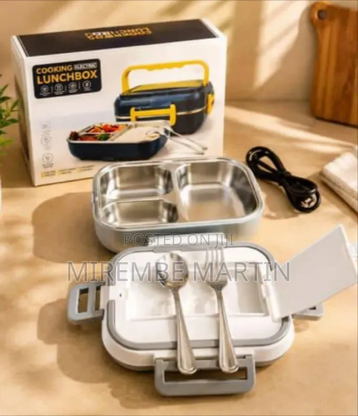 3-Compartment Electric Heated Lunch Box Food Warmer With Stainless