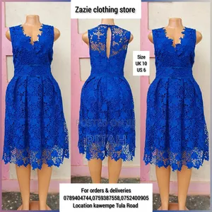 Elegant Royal Blue Floral Lace Dress