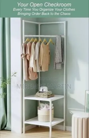 Multi-Function Corner Coat Rack, Floor Stationary Clothes Hanger