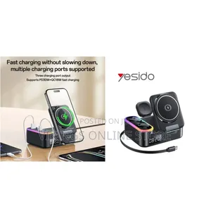 8-in-1 Magnetic Wireless Charging Station With Digital Clock, a 65W