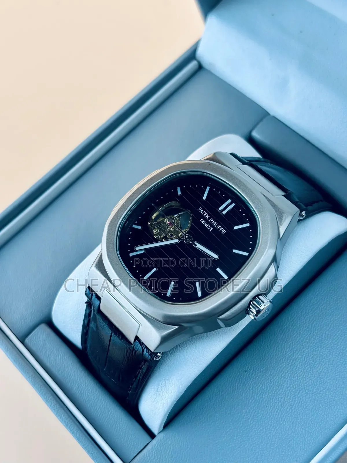 Appears to Be Patek Philippe Nautilus-Style Mechanical Watch a Black