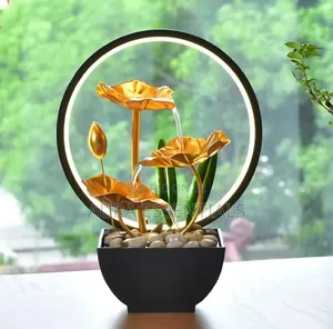 3-Tier Metallic Lotus Tabletop Water Fountain