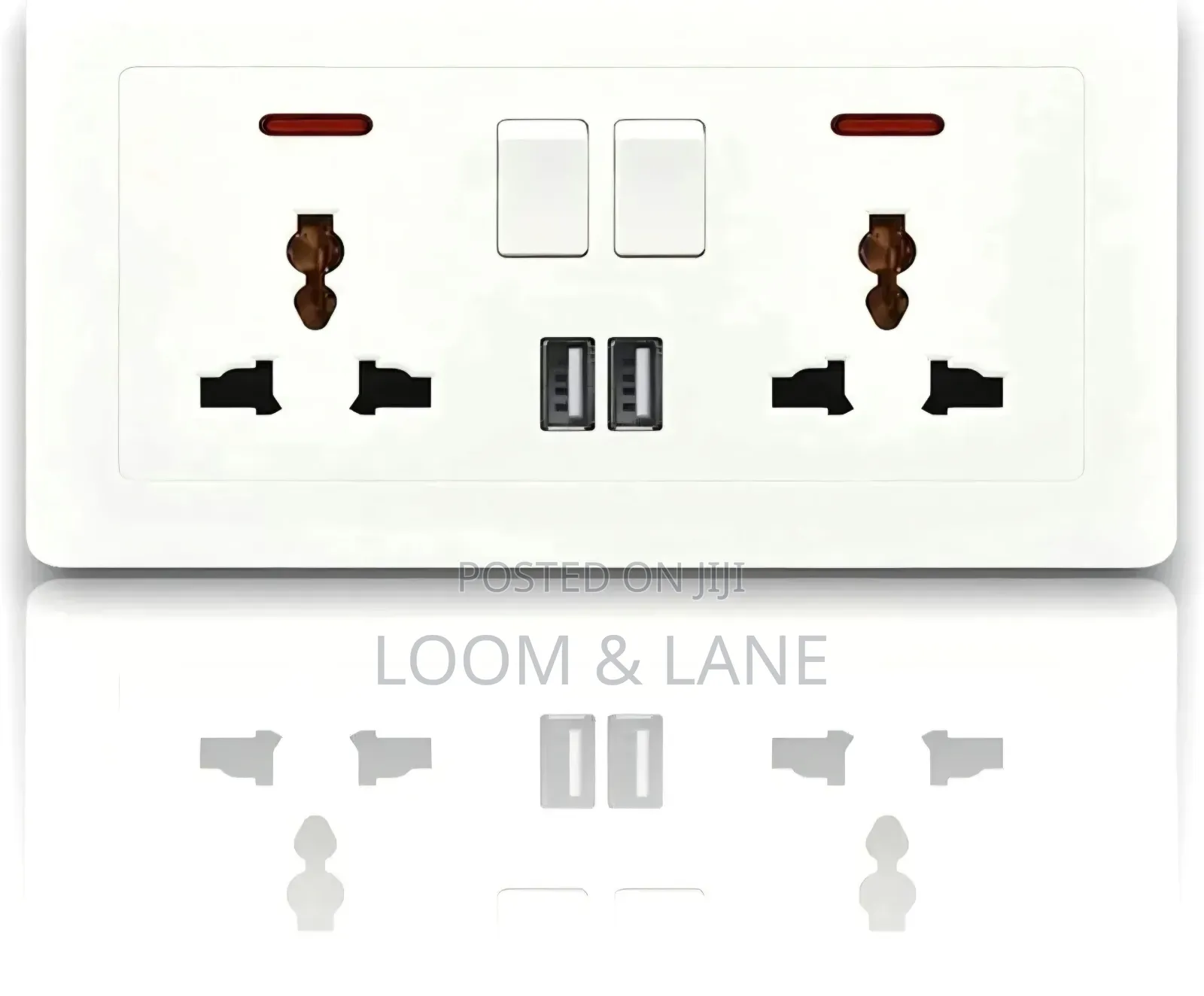 2-Gang Universal Switched Wall Socket With USB Ports
