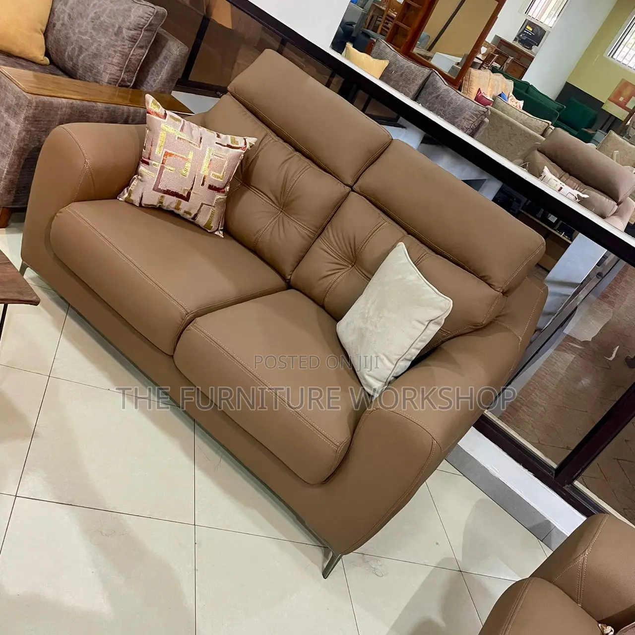Brown Leather Sofa Set - Senana Hypermarket