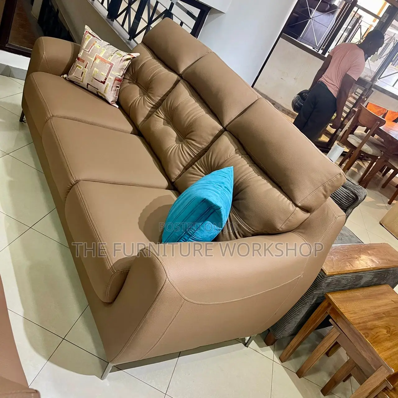 Brown Leather Sofa Set - Senana Hypermarket