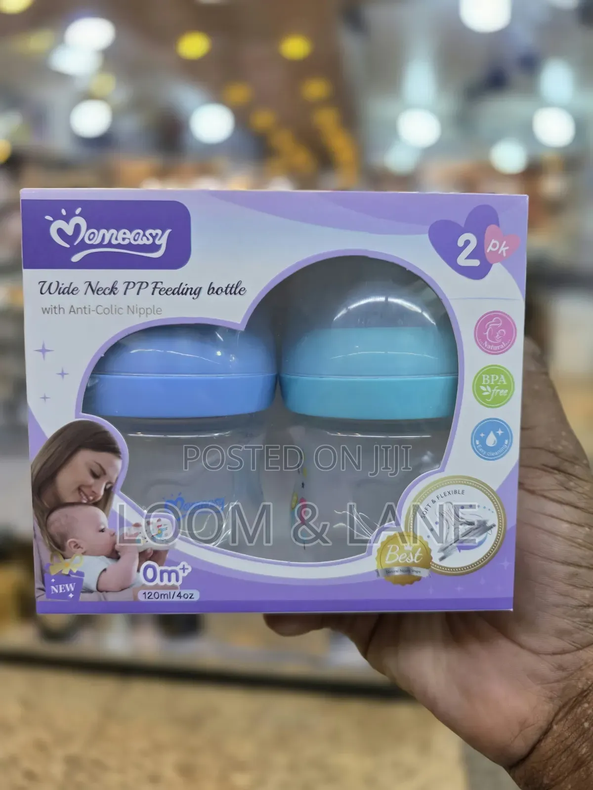 2pcs Momeasy 120ml Wide-Neck PP Anti-Colic Feeding Bottles