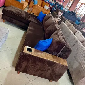 Brown Lined L Sofa Set - Senana Hypermarket