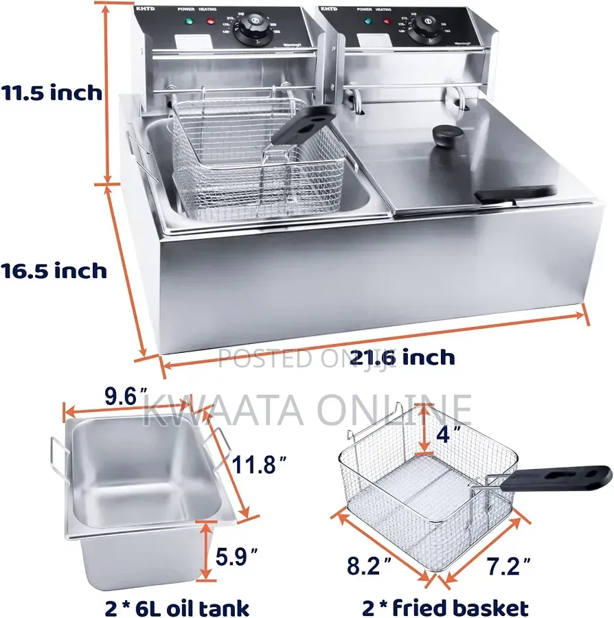 Globalstar GS-82A Double Deep Fryer – 6L + 6L Electric Frying Machine