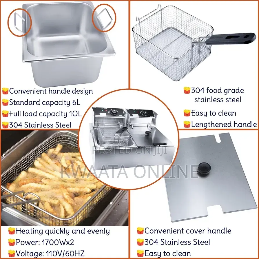 Globalstar GS-82A Double Deep Fryer – 6L + 6L Electric Frying Machine