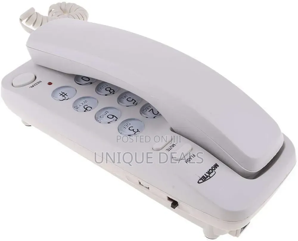 Mini Corded Desk Phone Office Fixed Business Wired White