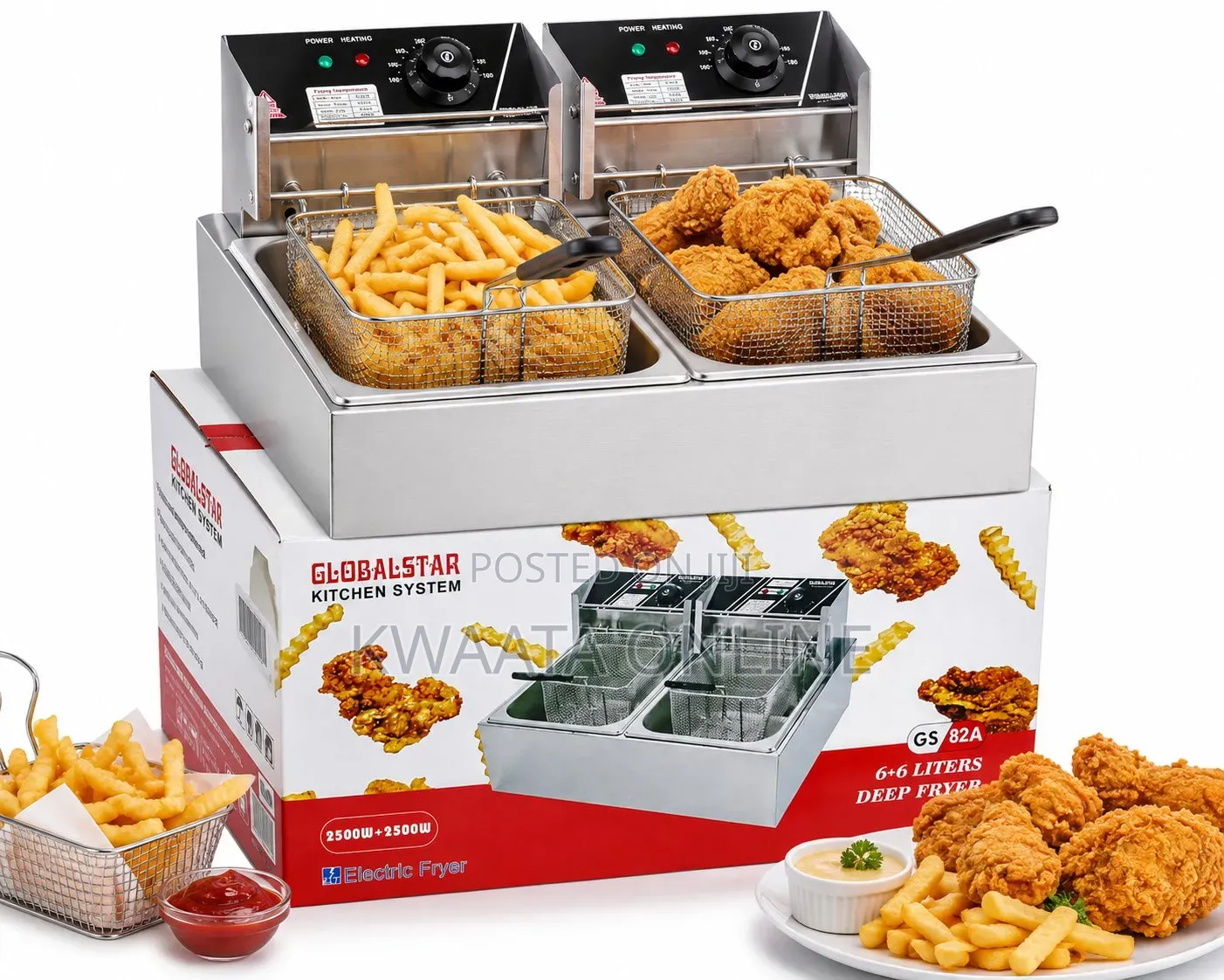 Globalstar GS-82A Double Deep Fryer – 6L + 6L Electric Frying Machine