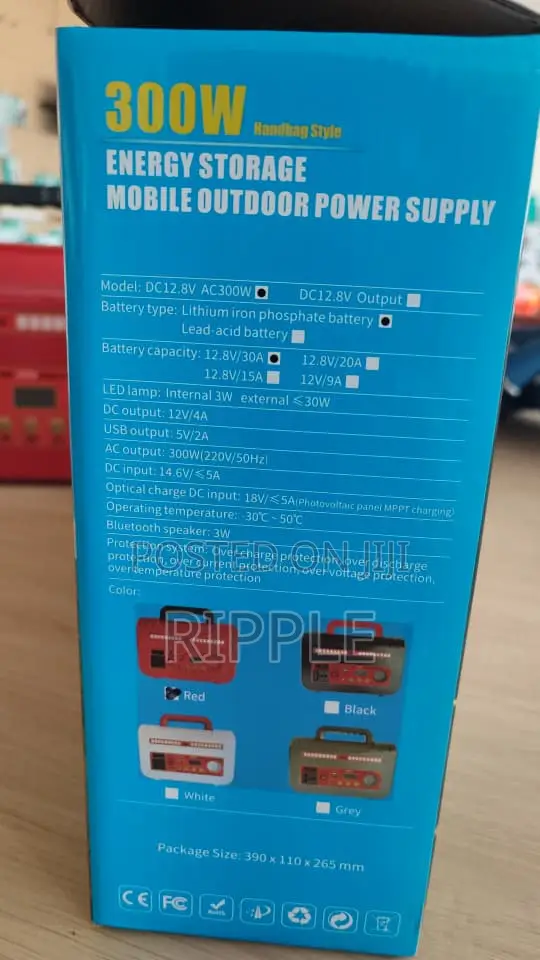 300W Portable Power Station 12.8V LiFePO4 Battery Solar Generator