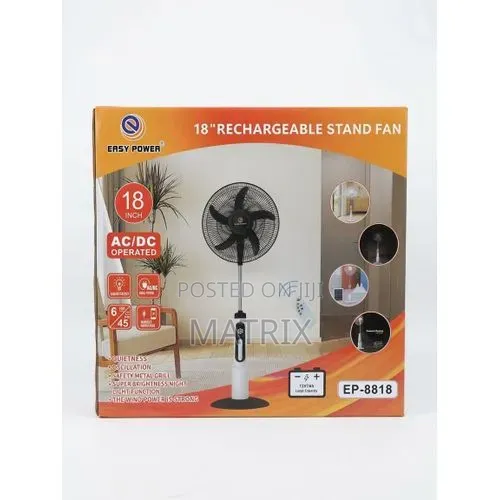 Rechargeable Solar Stand Fan With Metallic Grill