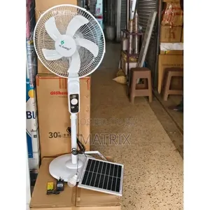 Rechargeable Solar Stand Fan With Metallic Grill