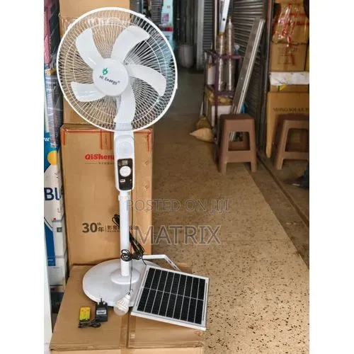 Rechargeable Solar Stand Fan With Metallic Grill