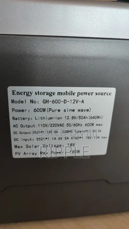 600W Portable Power Station 12.8V 50Ah LiFePO4 Solar Generator