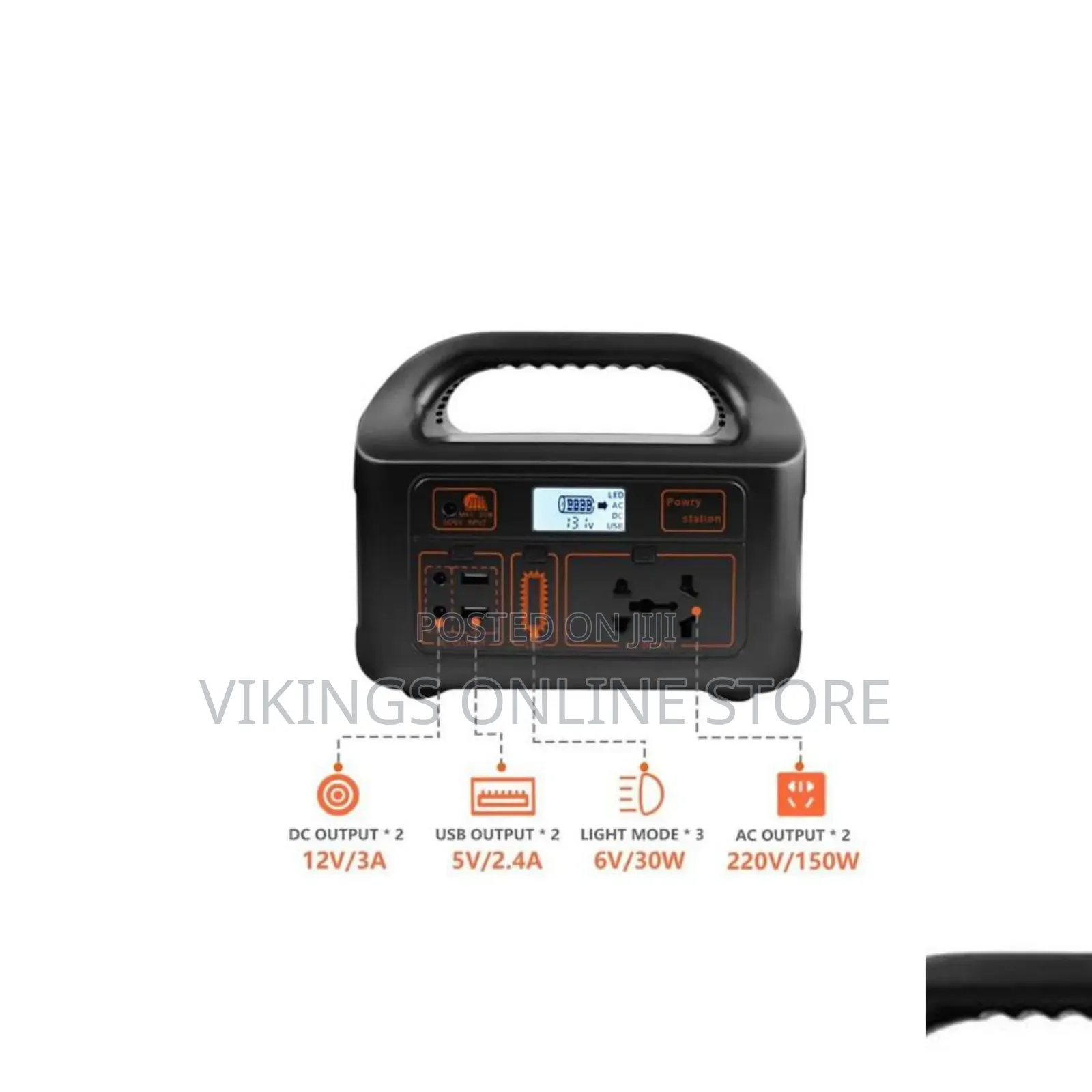 Black 150W Portable Power Station With Multiple