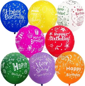 100Pcs "Happy Birthday" Printed Colorful Latex Birthday Balloons