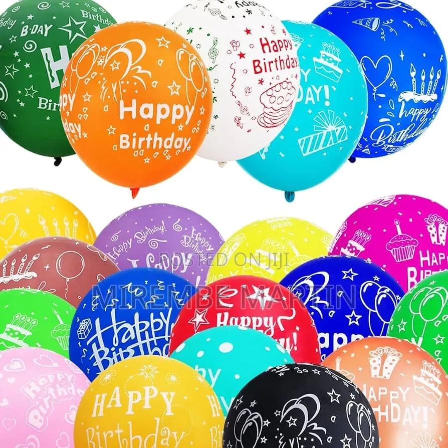 100Pcs "Happy Birthday" Printed Colorful Latex Birthday Balloons