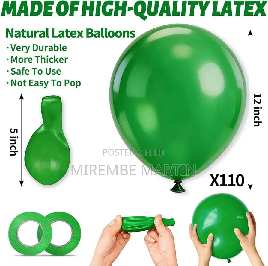 100 PCS Dark Green Balloons Latex Party Balloons 12 Inch Round Helium