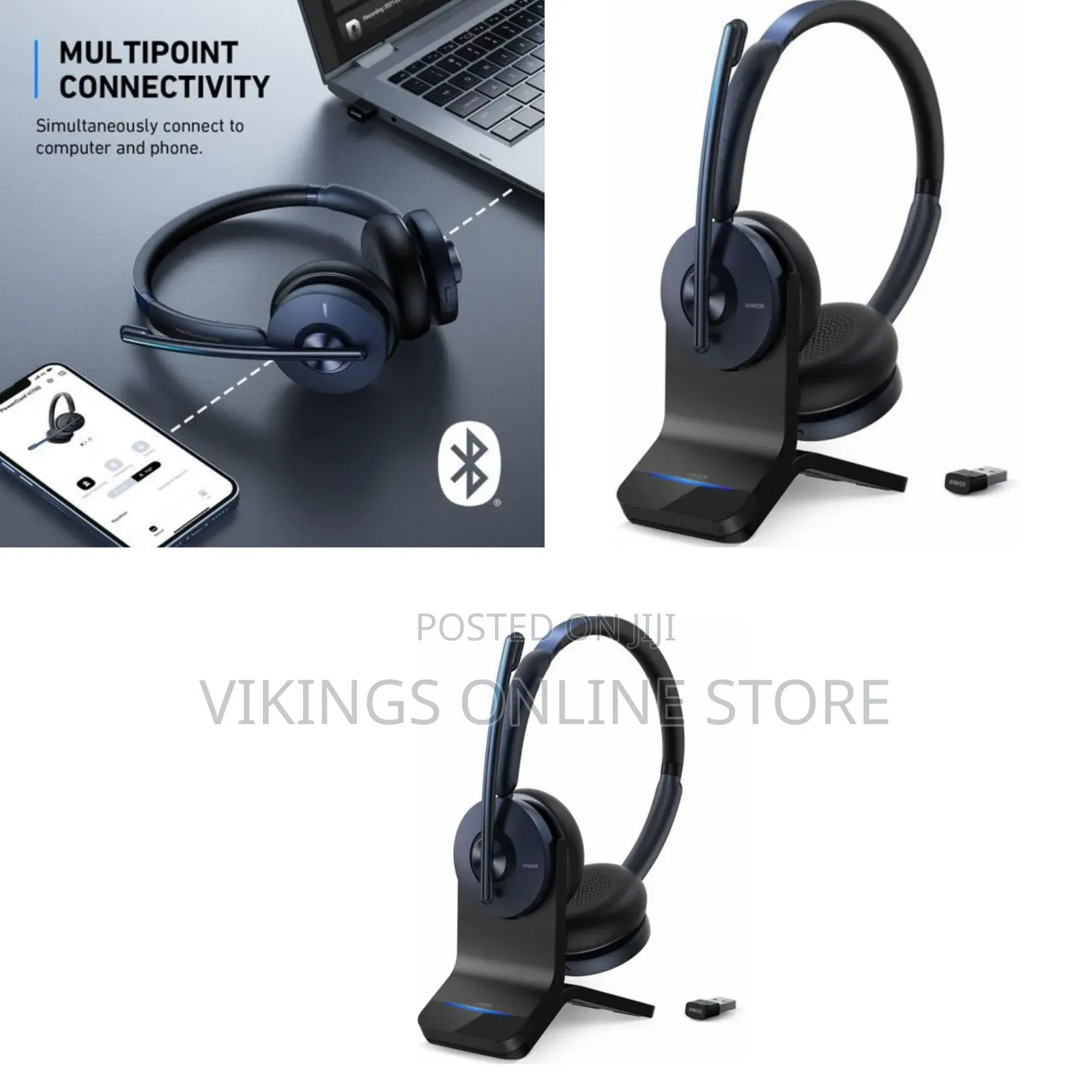 Anker PowerConf H700 Bluetooth Headset With Charging Stand  a Wireless
