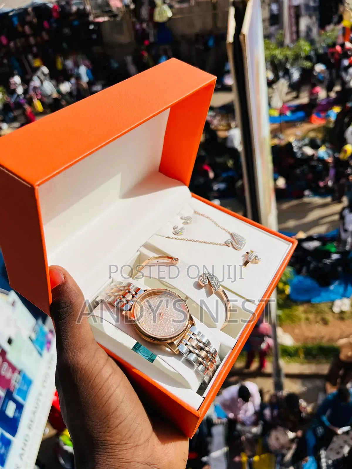 Ladies Watch With a Bangle and Necklace