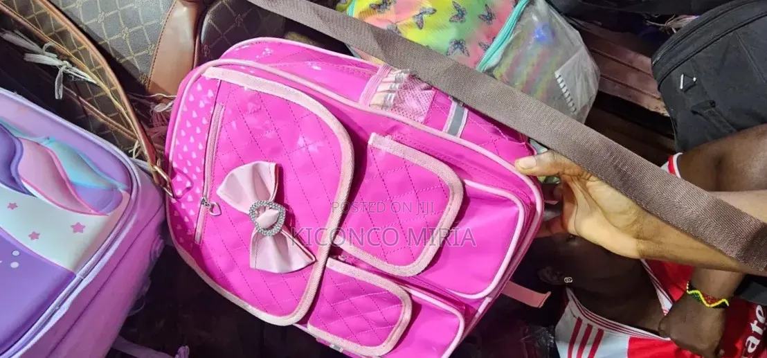 Bright Pink, Quilted PU Leather Princess-Style School Backpack