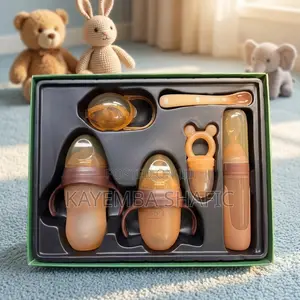 ALGO 6-in-1 Premium Silicone Baby Feeding Bottle Starter Gift Set