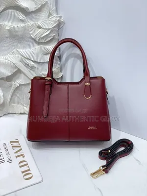 WineRed Office Handbag -Classic Structured Bag+Crossbody Strap Medium