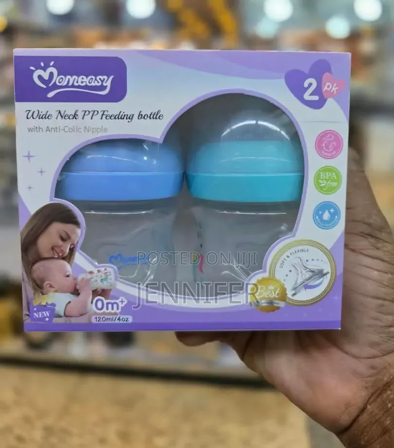 2pcs Momeasy 120ml Wide-Neck PP Anti-Colic Feeding Bottles