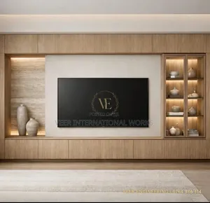 Luxury TV Unit/ Media Wall With Led Lights Custom Made Kampala