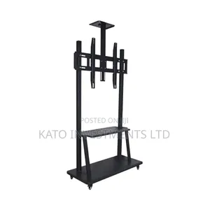 Heavy-Duty Mobile TV Trolley Stand With Wheels Holds Upto 100inch