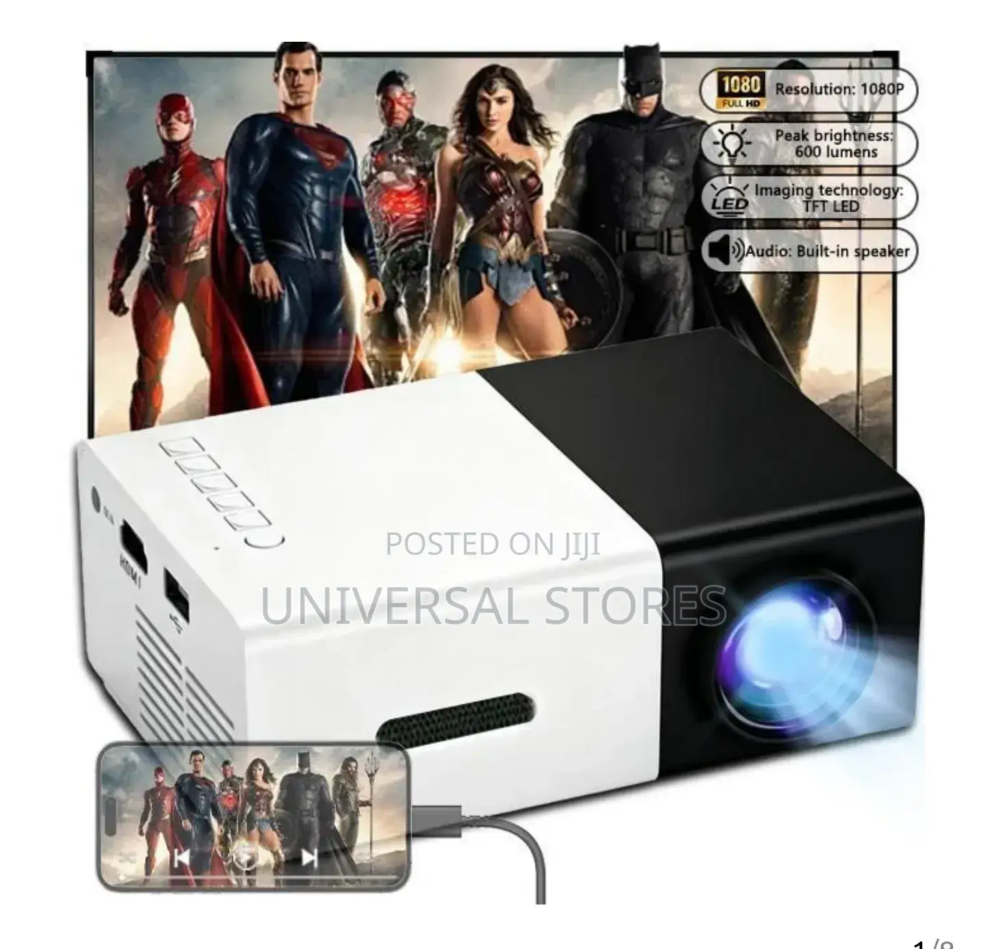 Mini LED Projector, 1080P HD Outdoor
Camping Bedroom Movie Watching