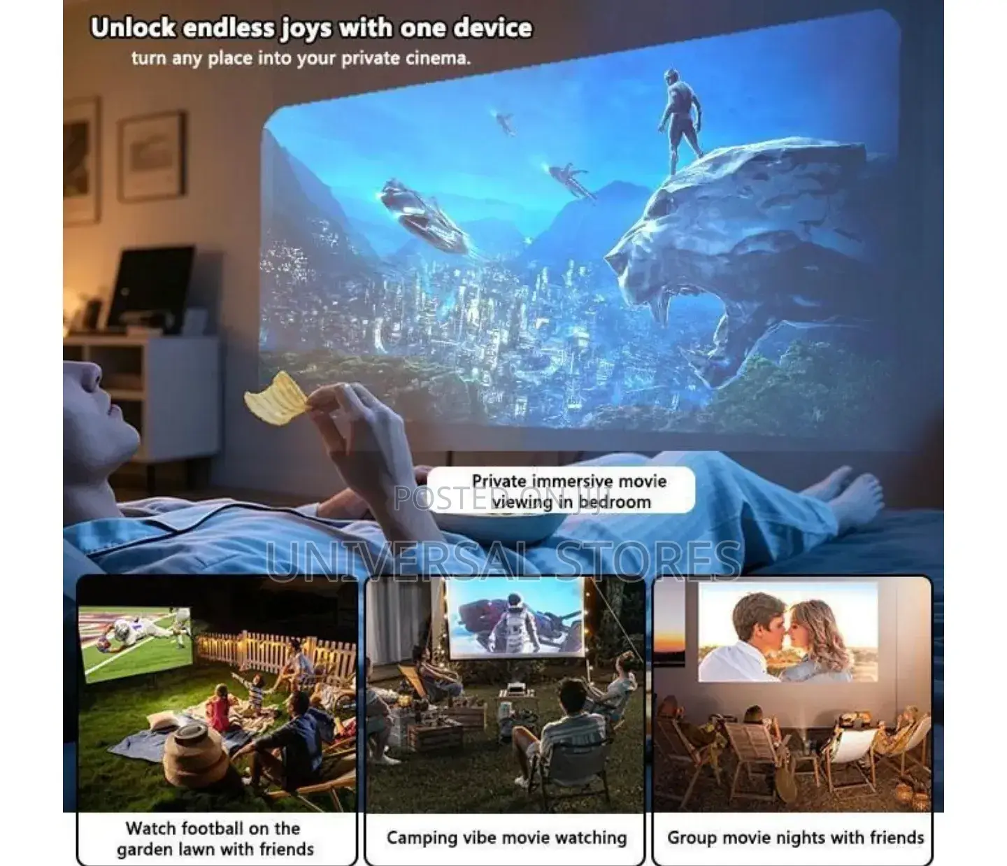 Mini LED Projector, 1080P HD Outdoor
Camping Bedroom Movie Watching