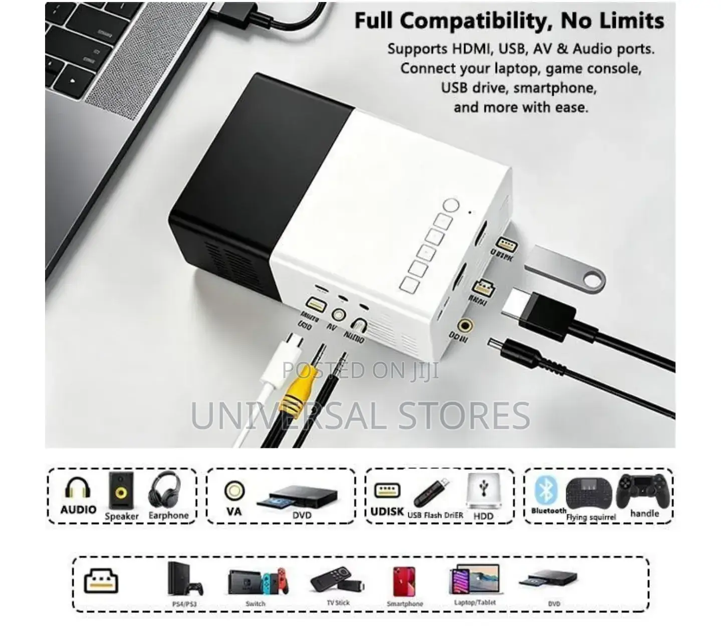Mini LED Projector, 1080P HD Outdoor
Camping Bedroom Movie Watching
