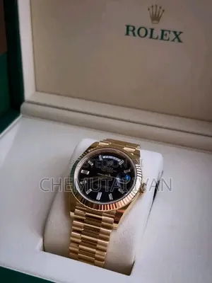 Gold Black Interface Rolex Watch