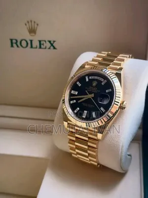 Gold Black Interface Rolex Watch