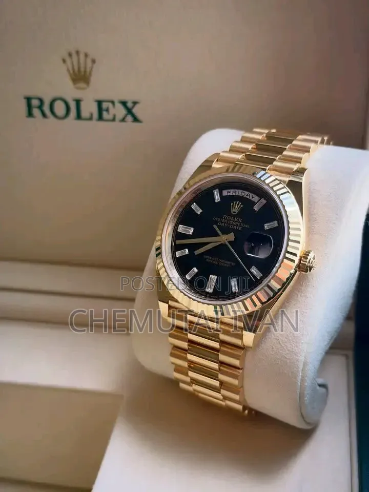 Gold Black Interface Rolex Watch