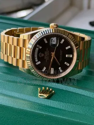 Gold Black Interface Rolex Watch