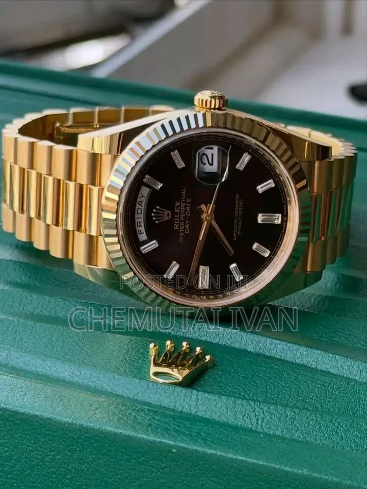 Gold Black Interface Rolex Watch