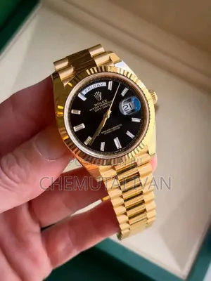 Gold Black Interface Rolex Watch