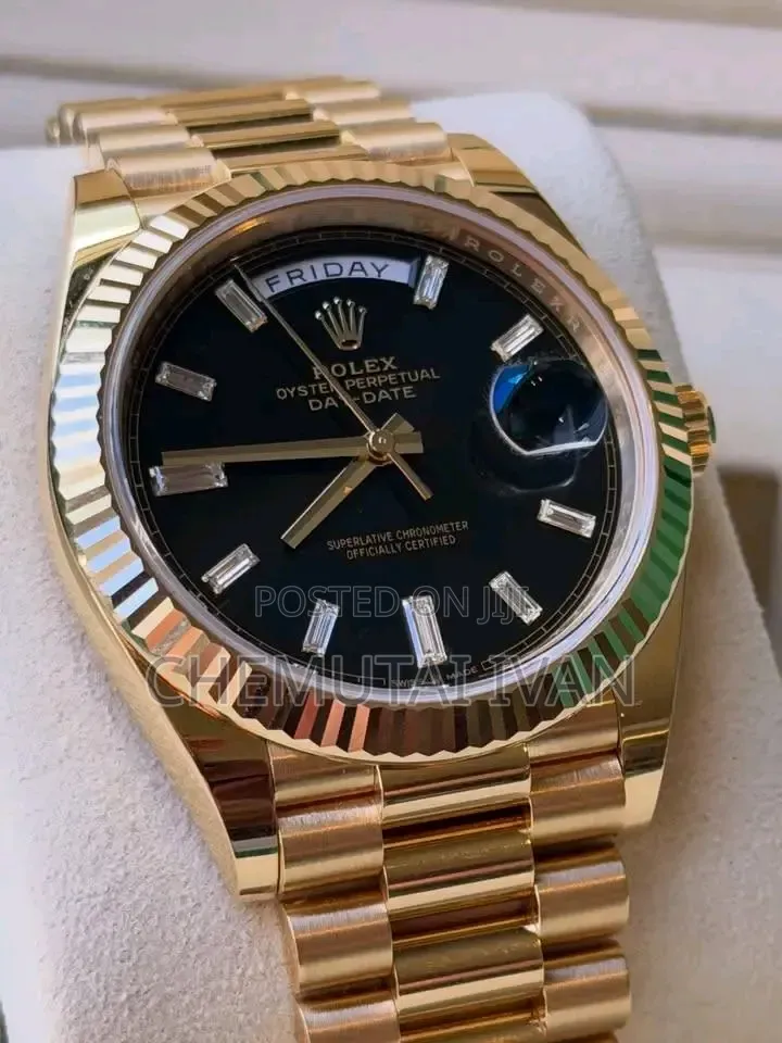 Gold Black Interface Rolex Watch